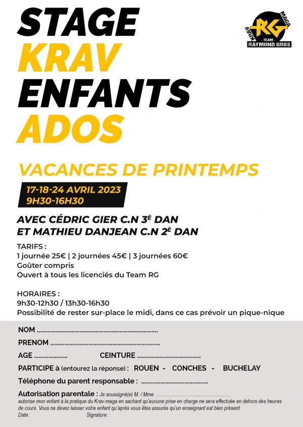 flyer stage ados verso avril 2023